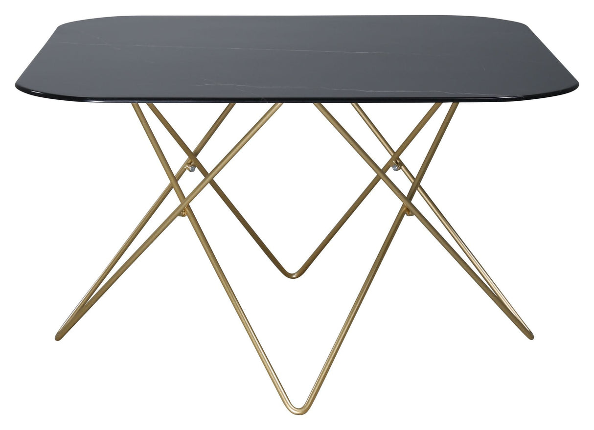 Tristar Sofabord, Børstet messing/Sort glas m. marmorlook - Unoliving.com