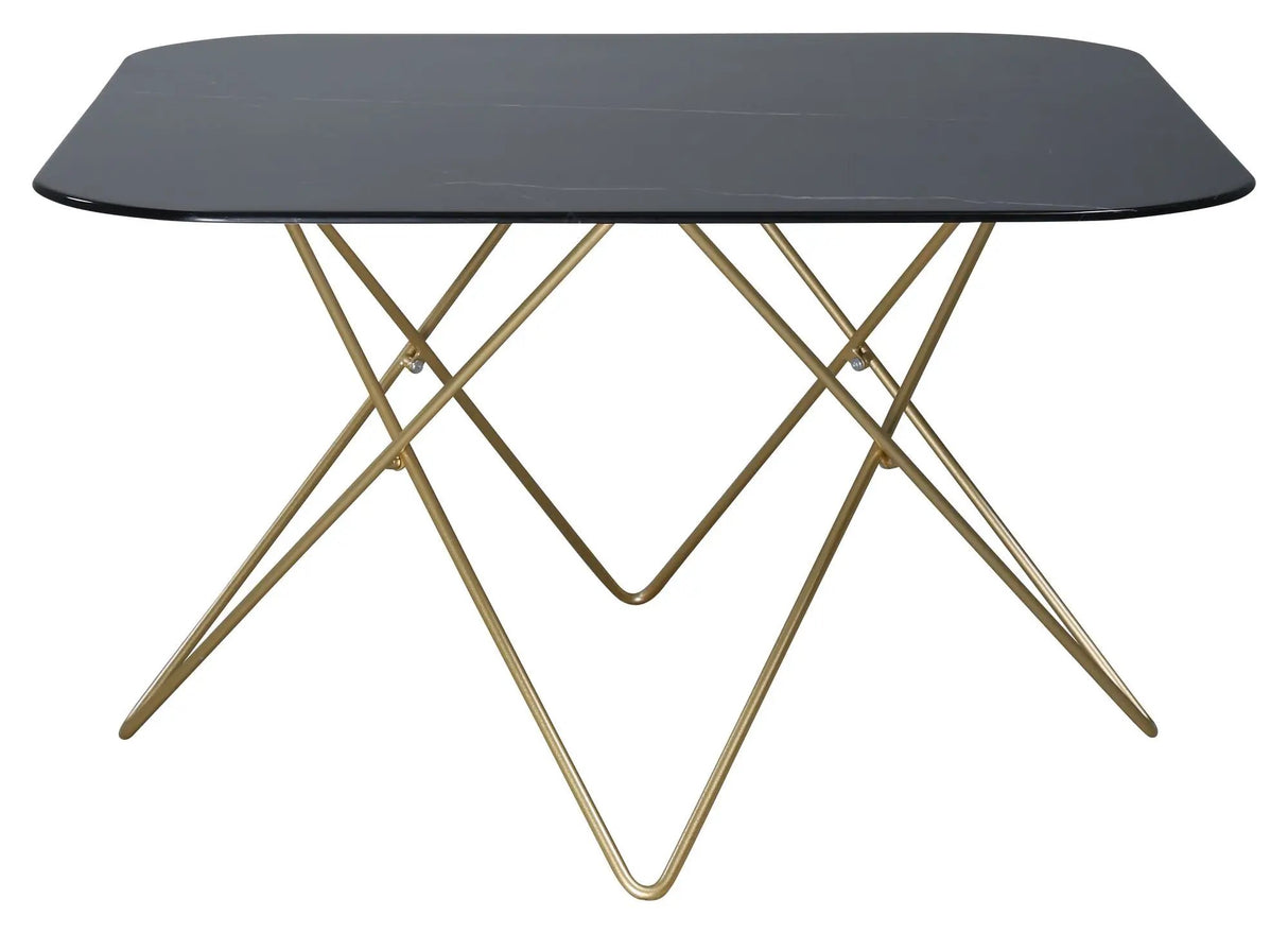 Tristar Sofabord, Børstet messing/Sort glas m. marmorlook - Unoliving.com