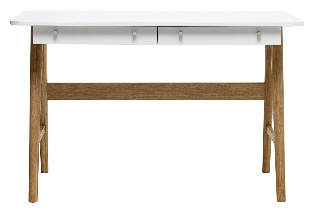 Turin Skrivebord m. 2 skuffer - Finér/Hvid, B120