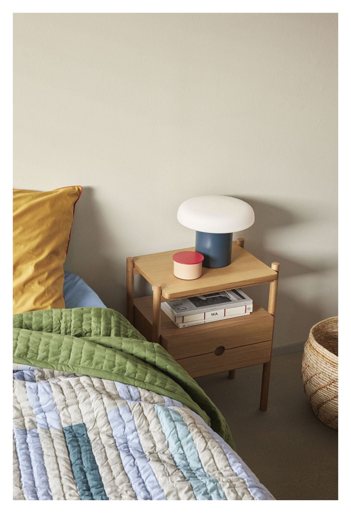 Twist Sengetæppe Block 260x260 Mørkegrøn/ Flerfarvet - Unoliving.com