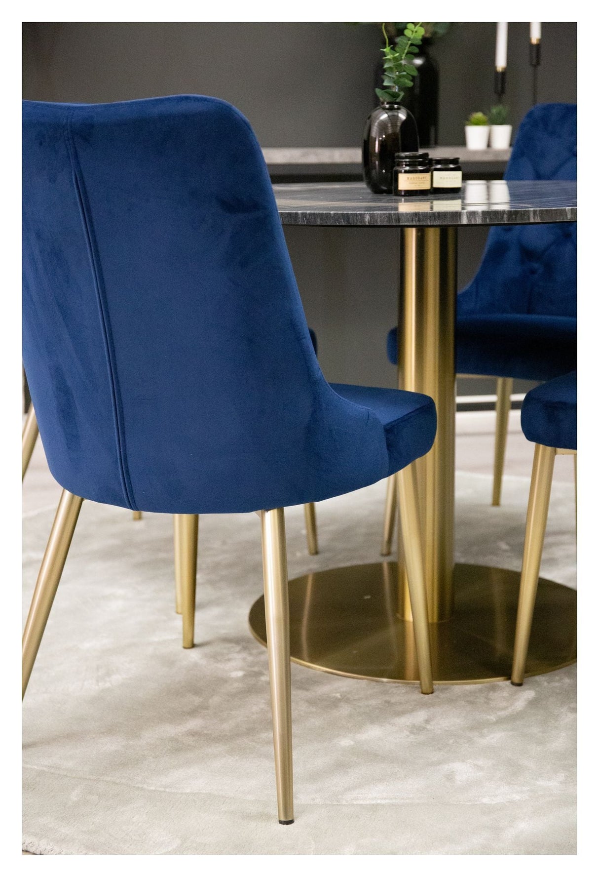 Velvet Deluxe Spisebordsstol, Blå Velour - Unoliving.com