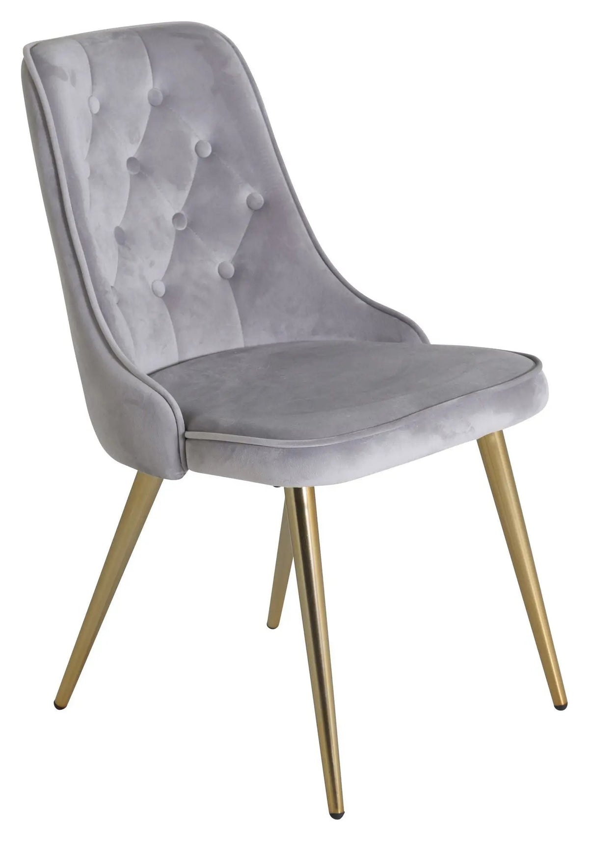Velvet Deluxe Spisebordsstol, Grå Velour, messing