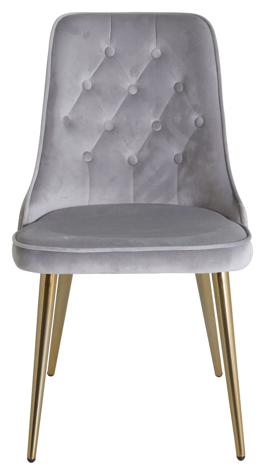 Velvet Deluxe Spisebordsstol, Grå Velour, messing