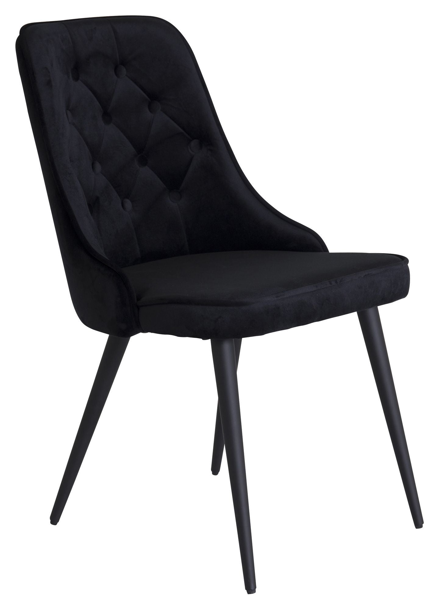 Velvet Spisebordsstol m. kvadratisk ryglæn, Sort Velour - Unoliving.com