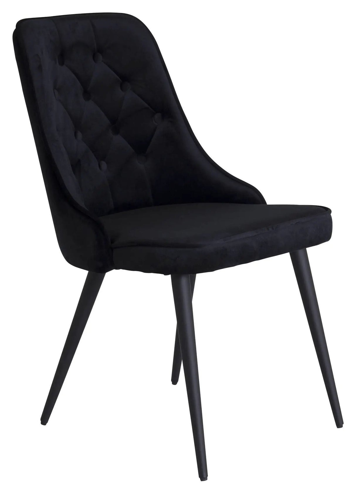 Velvet Spisebordsstol m. kvadratisk ryglæn, Sort Velour - Unoliving.com