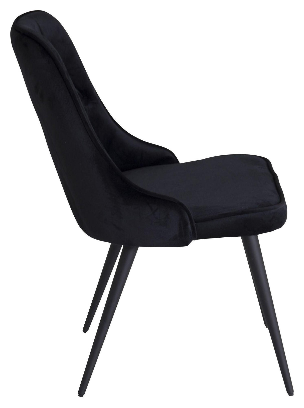 Velvet Spisebordsstol m. kvadratisk ryglæn, Sort Velour - Unoliving.com