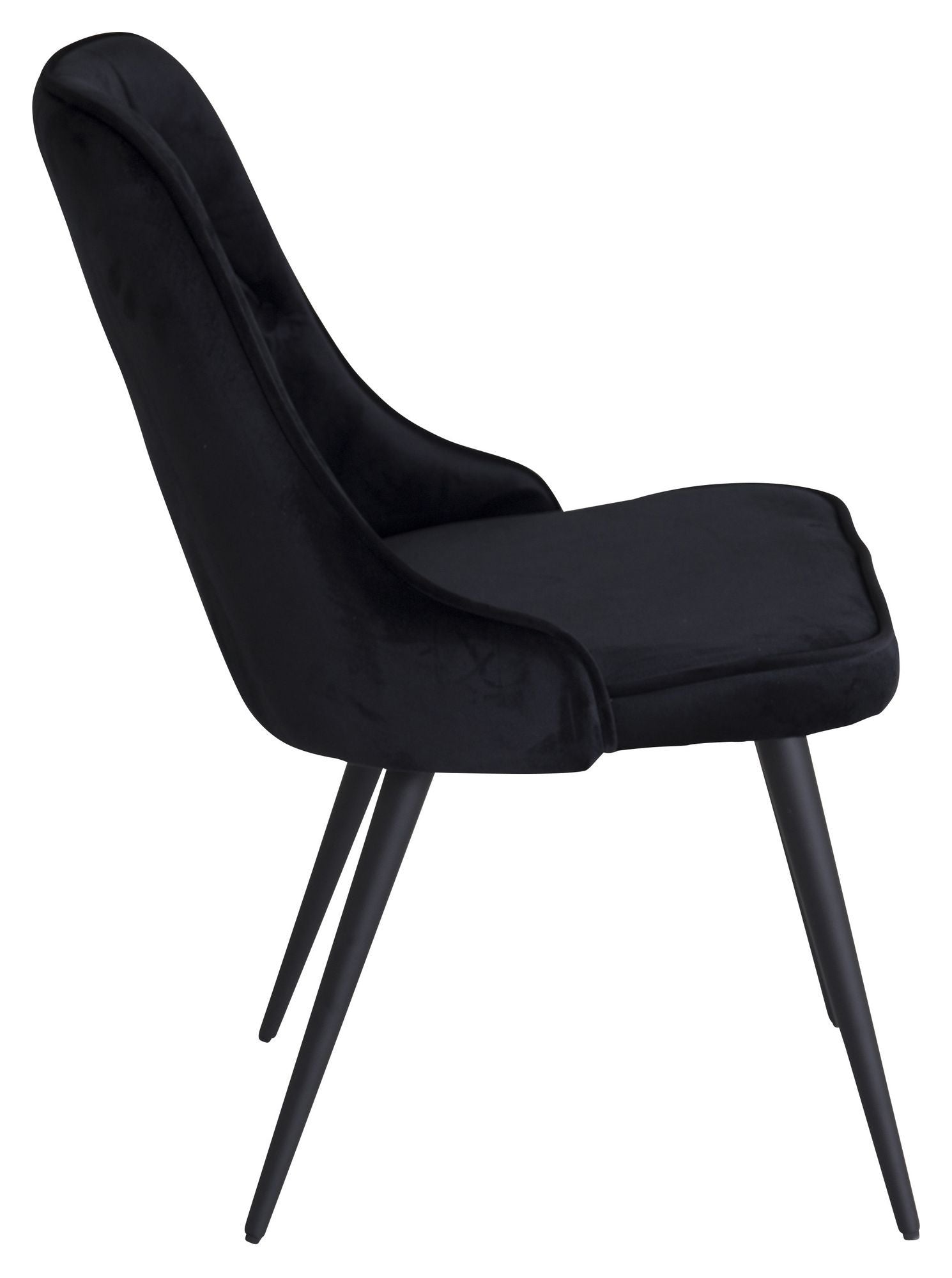 Velvet Spisebordsstol m. kvadratisk ryglæn, Sort Velour - Unoliving.com