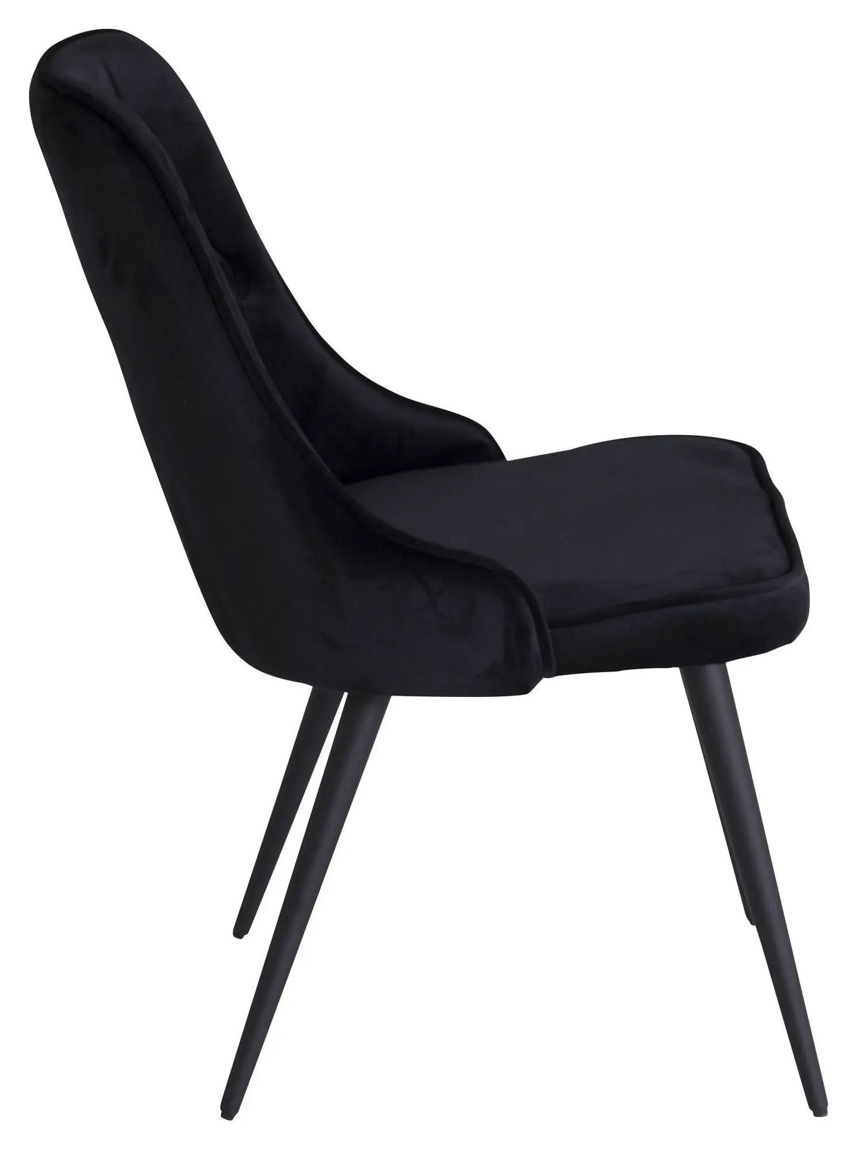 Velvet Spisebordsstol m. kvadratisk ryglæn, Sort Velour - Unoliving.com