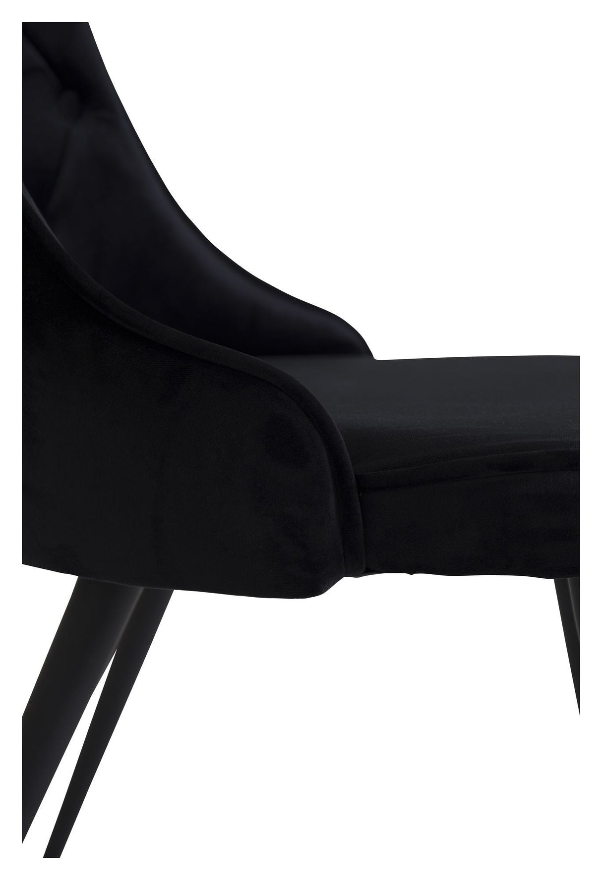 Velvet Spisebordsstol m. kvadratisk ryglæn, Sort Velour - Unoliving.com