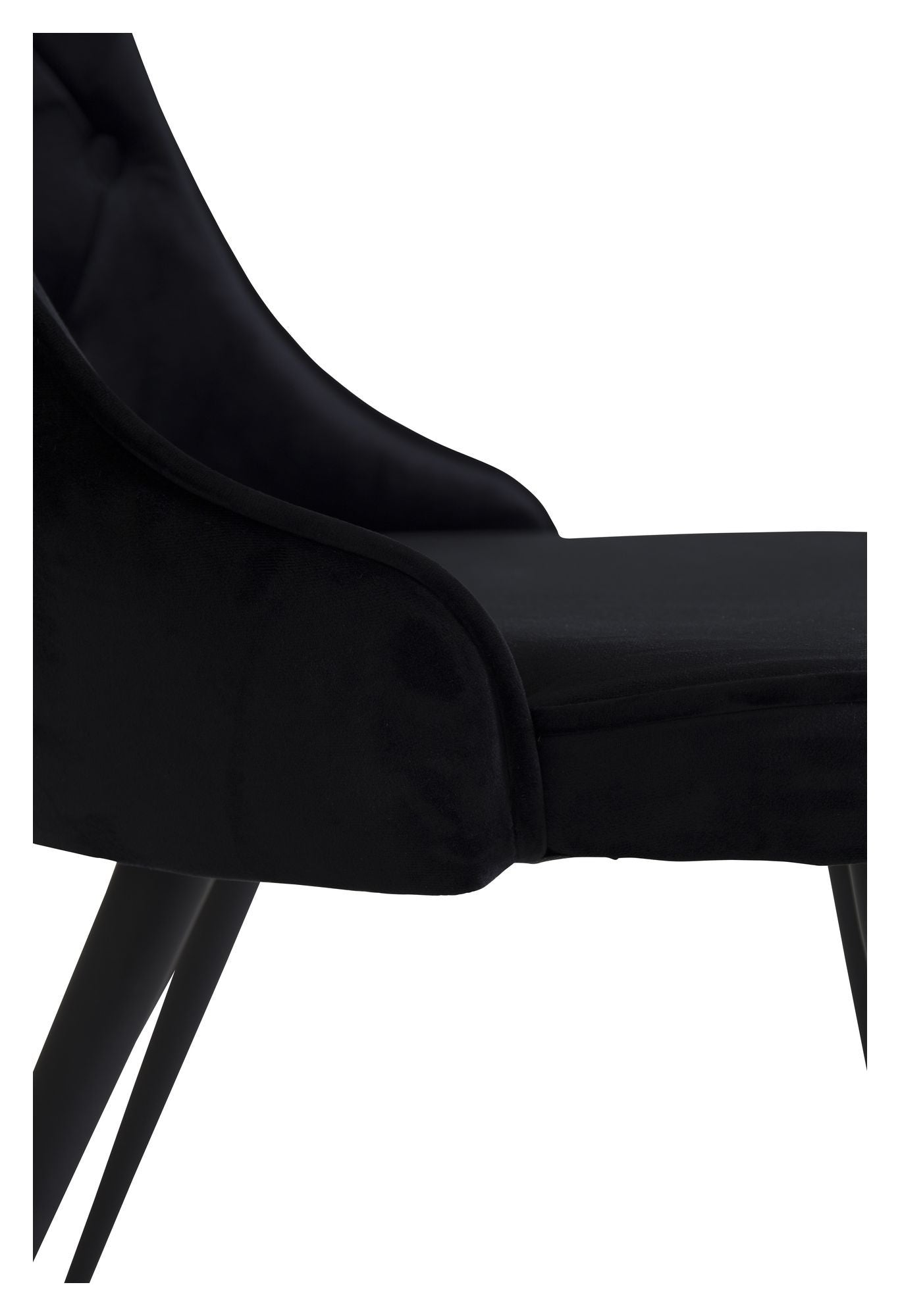 Velvet Spisebordsstol m. kvadratisk ryglæn, Sort Velour - Unoliving.com