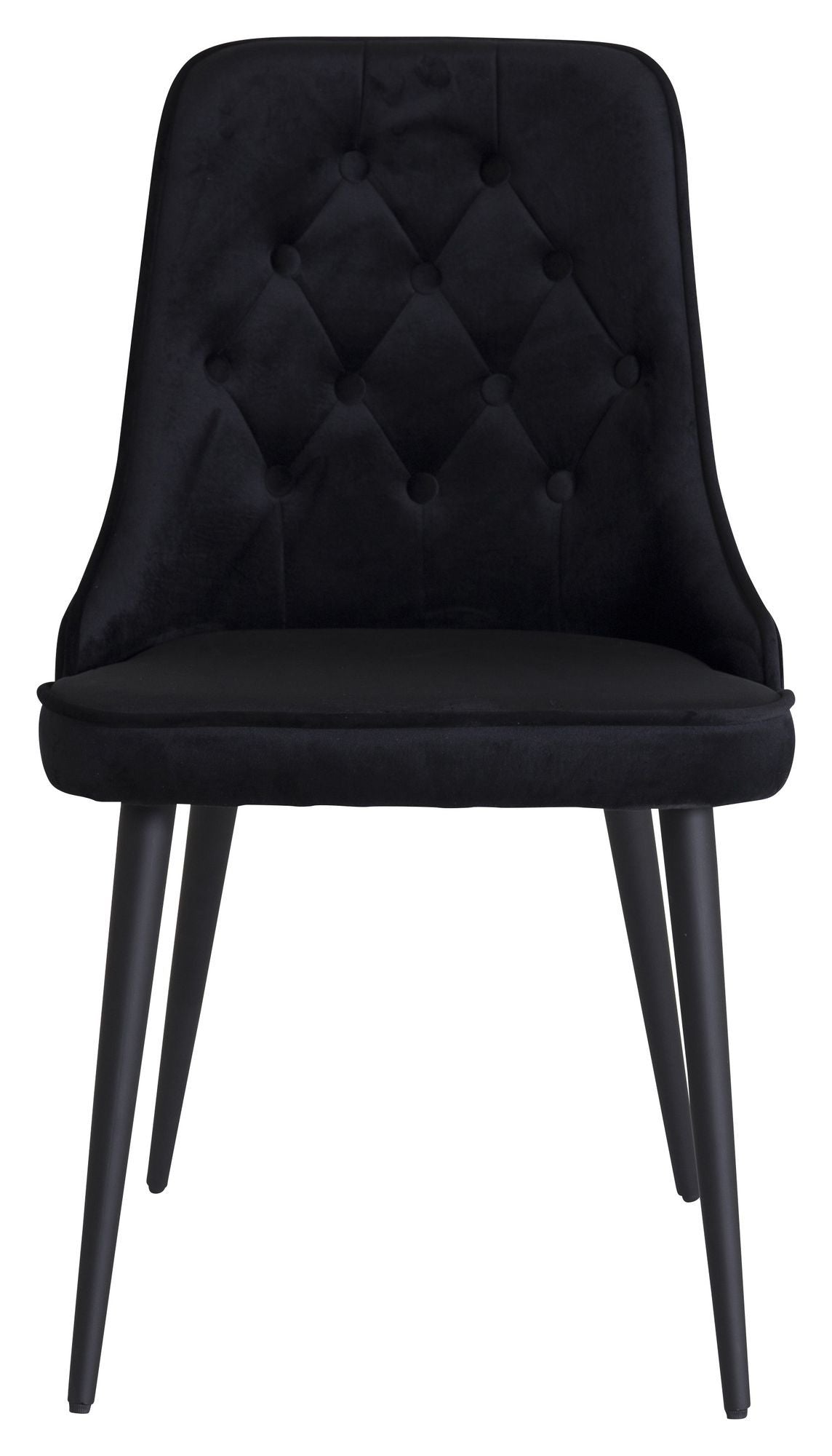 Velvet Spisebordsstol m. kvadratisk ryglæn, Sort Velour - Unoliving.com
