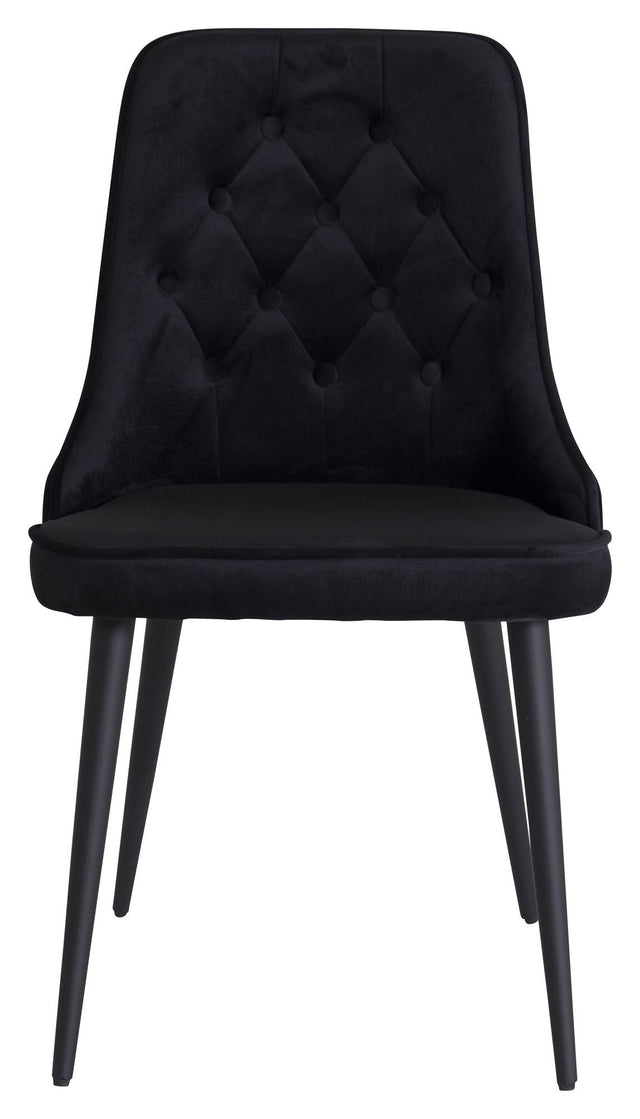 Velvet Spisebordsstol m. kvadratisk ryglæn, Sort Velour - Unoliving.com