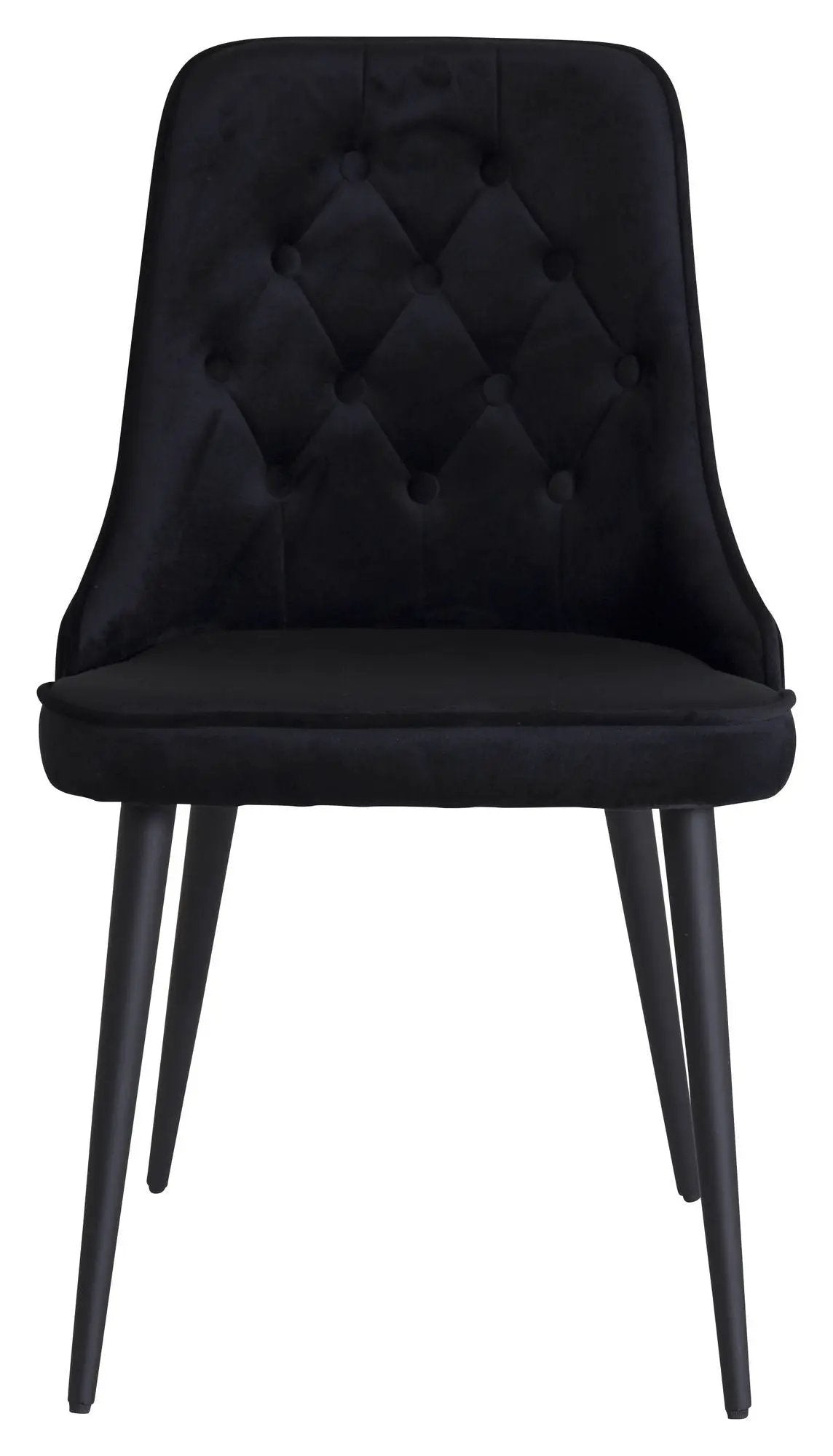Velvet Spisebordsstol m. kvadratisk ryglæn, Sort Velour - Unoliving.com