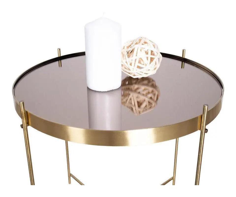 Venezia Sofabord i messing farvet stål med glas Ø48 - Unoliving.com