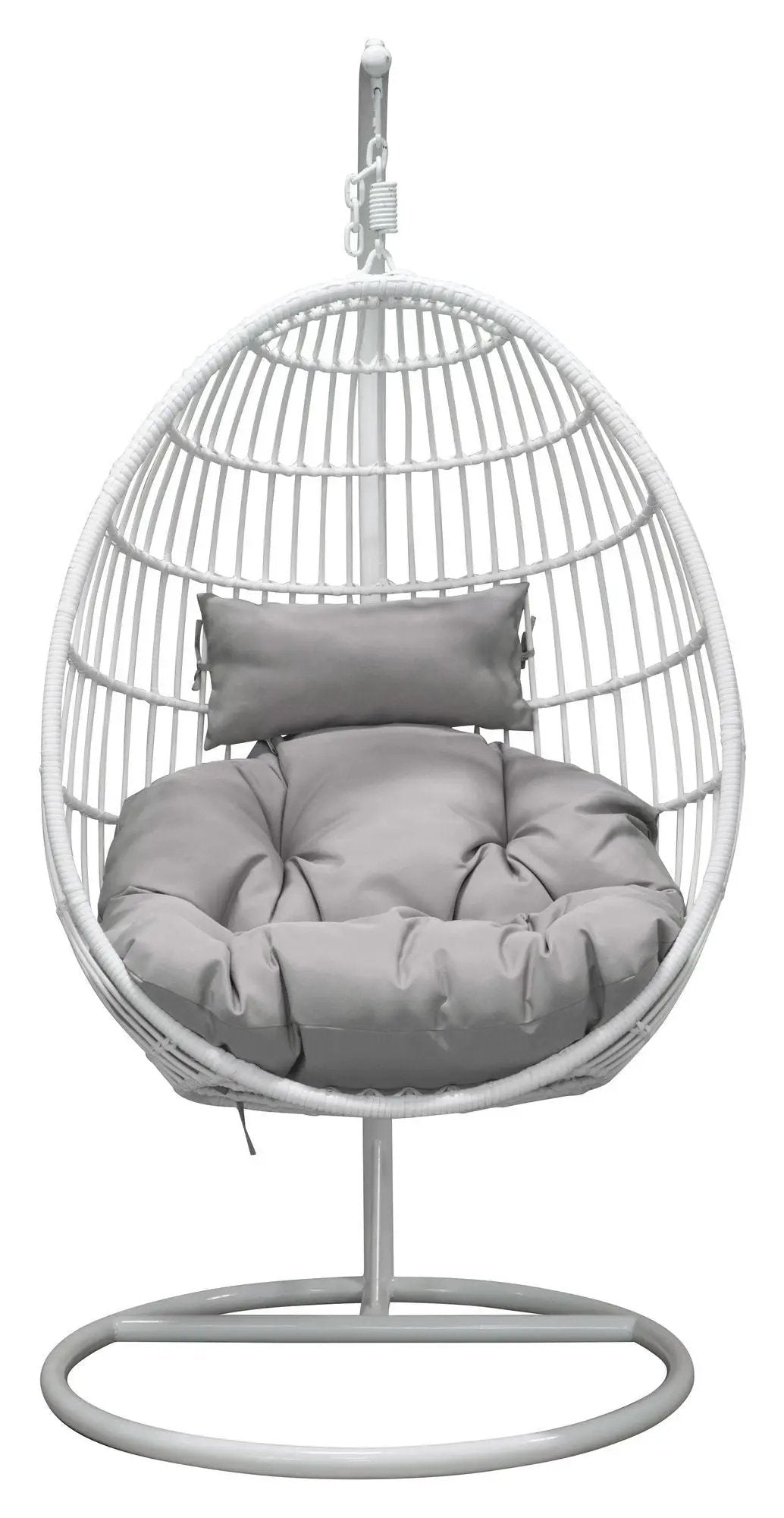Viga, Hængestol, Hvid frame/Hvid Flet/Grå Hynde - Unoliving.com