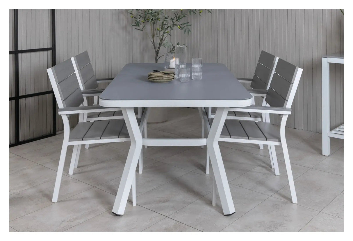 Virya Havebord, Hvid Alu m. Grå glas, 160x90 - Unoliving.com
