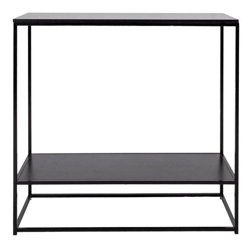 Vita Konsolbord med sort ramme og to sorte hylder - Unoliving.com