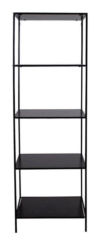 Vita Reol med sort ramme og 5 sorte hylder - Unoliving.com