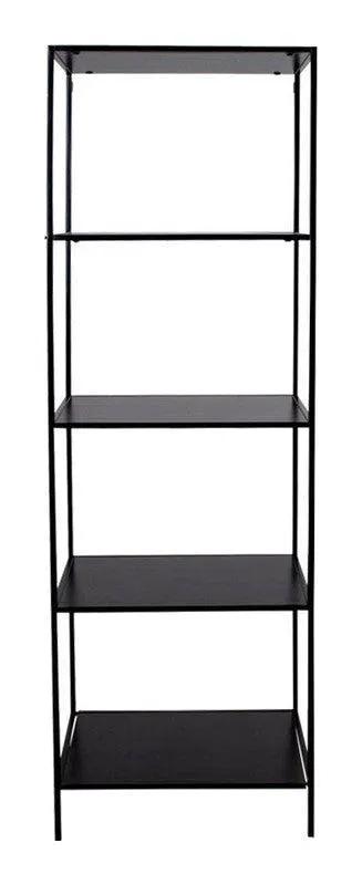 Vita Reol med sort ramme og 5 sorte hylder - Unoliving.com