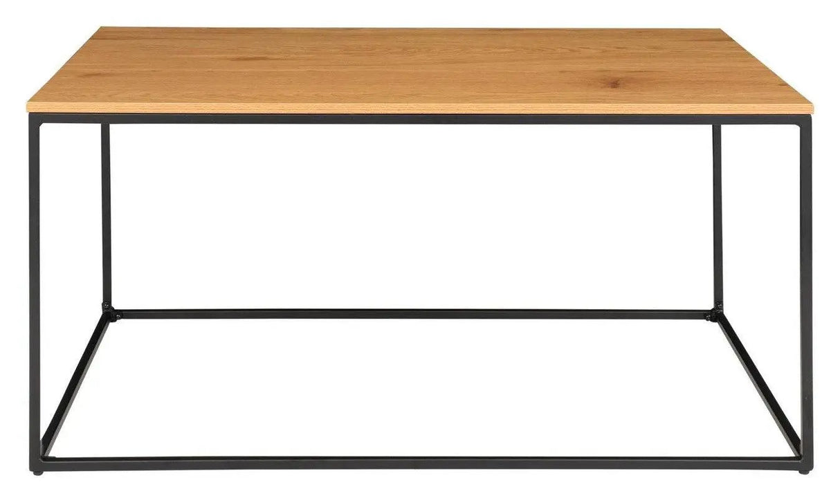 Vita Sofabord m. sort ramme, Top i Egetræslook, 60x90 - Unoliving.com