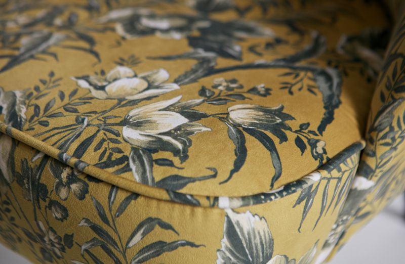 Vogue Loungestol Velour - gul blomsterprint - Unoliving.com