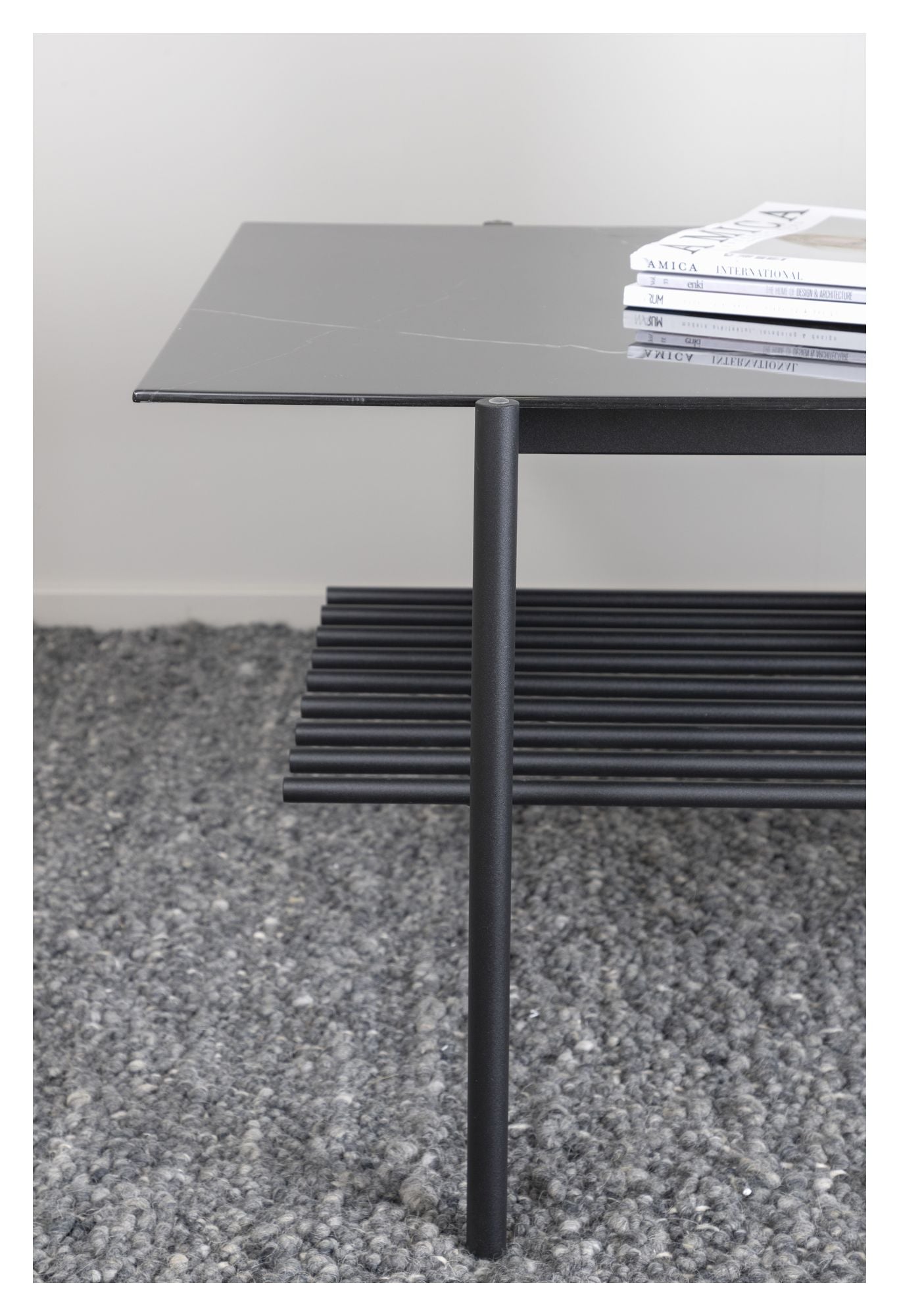 Von Staf Sofabord, Sort/Sort glas m. marmorlook - Unoliving.com