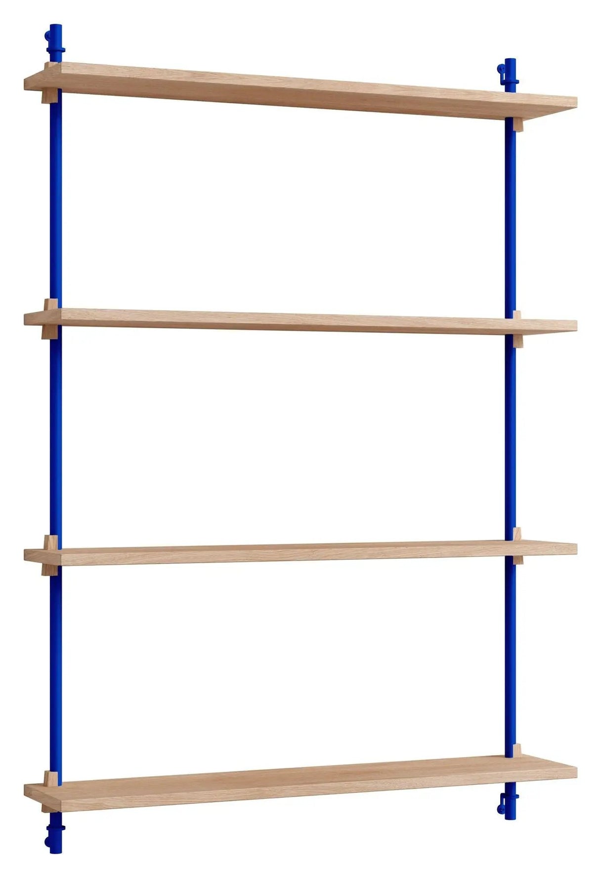 Wall Shelving, 1 fag, 4 hylder, H:115, Eg/Blå - Unoliving.com