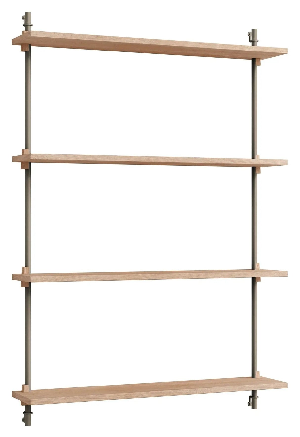 Wall Shelving, 1 fag, 4 hylder, H:115, Eg/Grå - Unoliving.com
