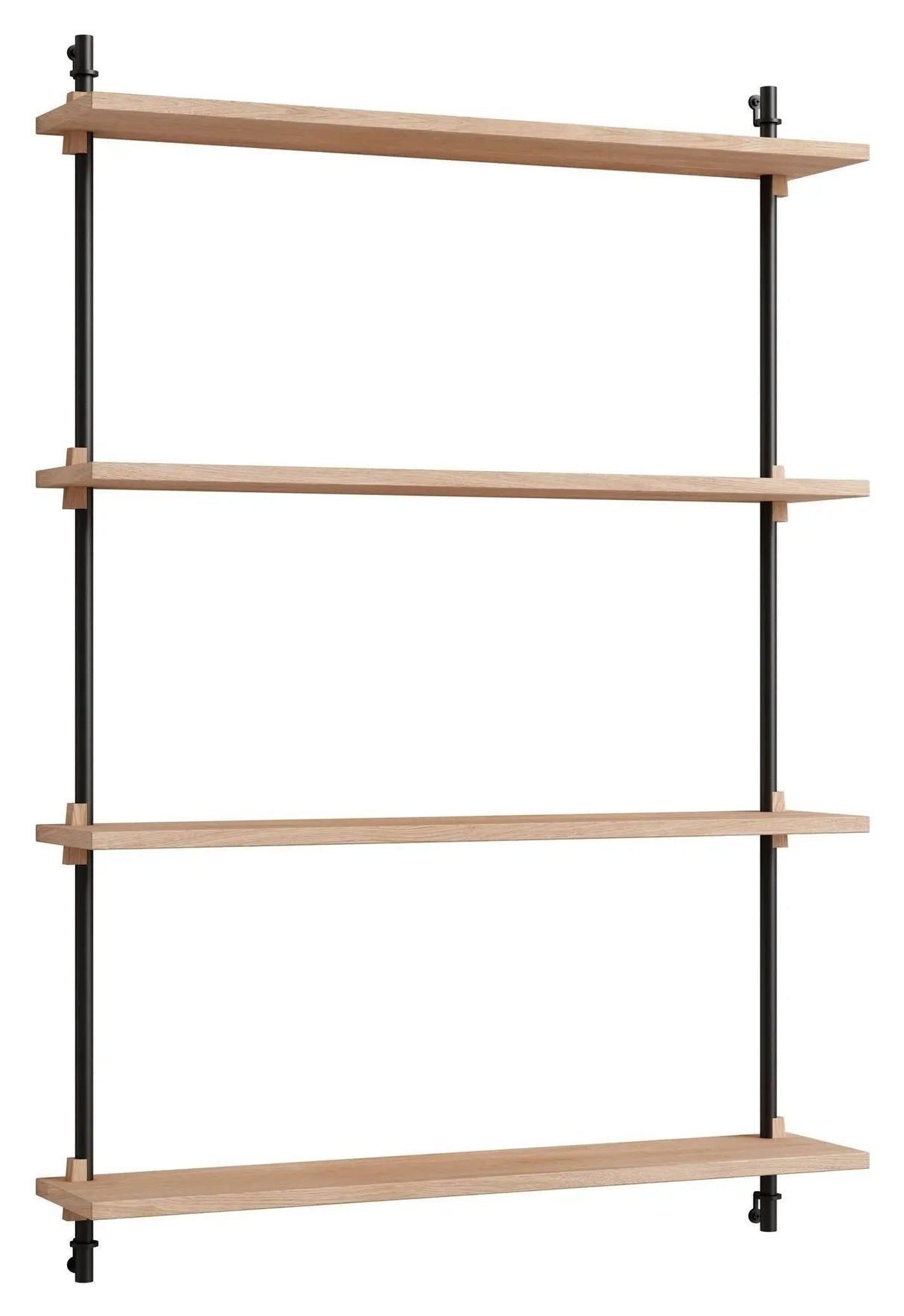 Wall Shelving, 1 fag, 4 hylder, H:115, Eg/Sort - Unoliving.com