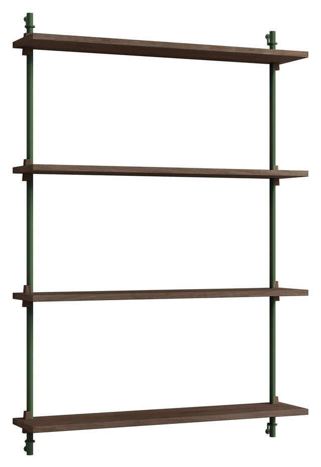 Wall Shelving, 1 fag, 4 hylder, H:115, Røget Eg/Grøn - Unoliving.com