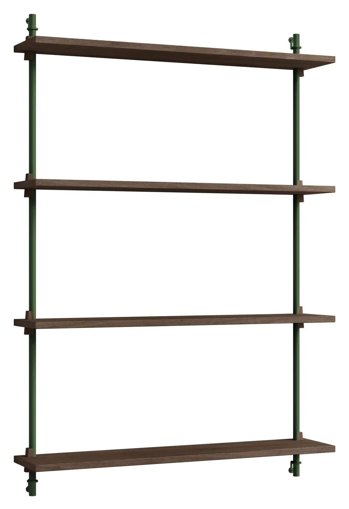 Wall Shelving, 1 fag, 4 hylder, H:115, Røget Eg/Grøn - Unoliving.com