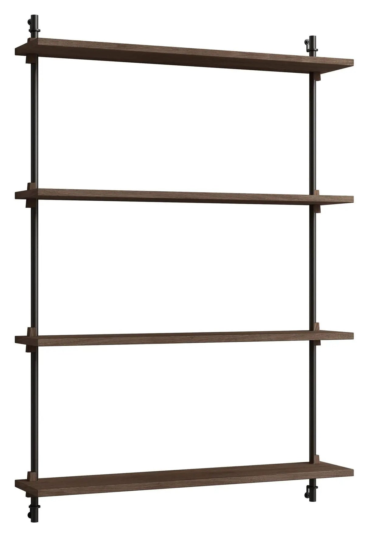 Wall Shelving, 1 fag, 4 hylder, H:115, Røget Eg/Sort - Unoliving.com