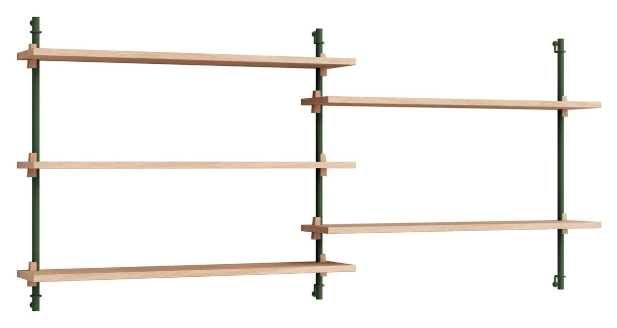Wall Shelving, 2 fag, 5 hylder, H:65, Eg/Grøn - Unoliving.com