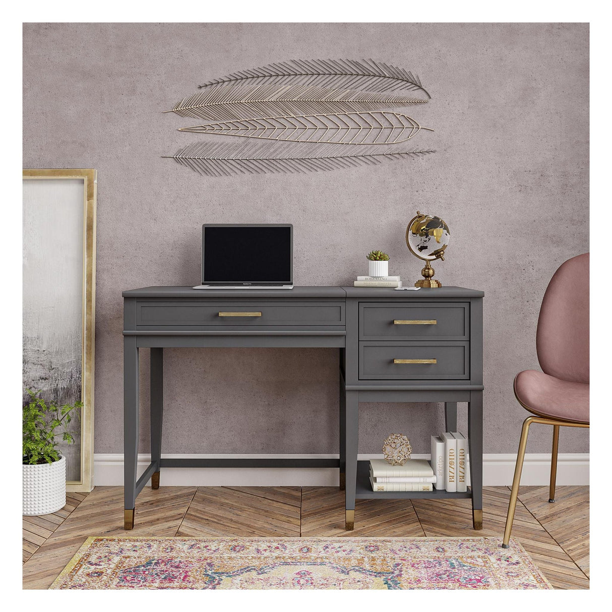 Westerleigh Skrivebord m. hævefunktion, Grafitgrå - Unoliving.com