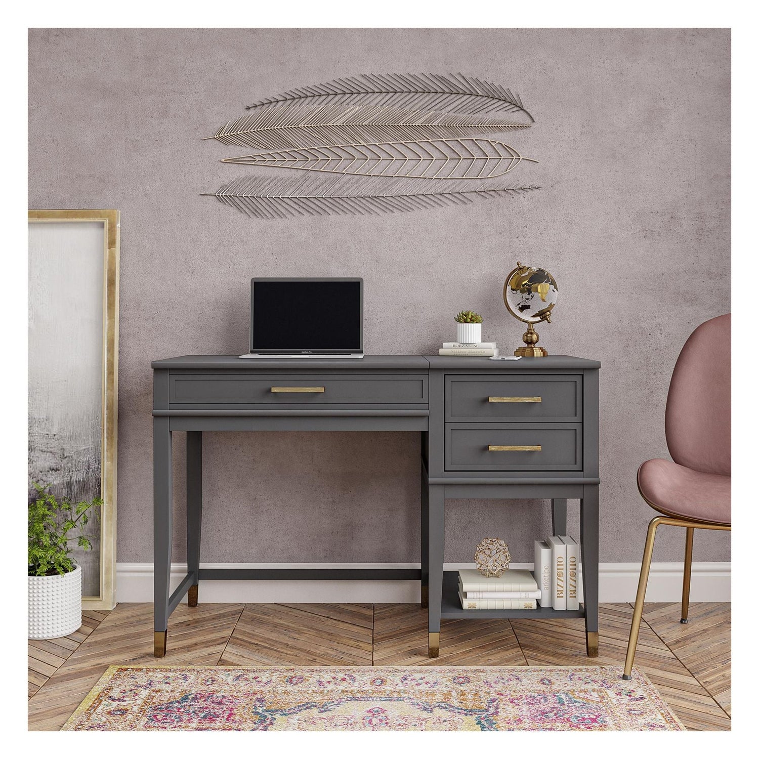 Westerleigh Skrivebord m. hævefunktion, Grafitgrå - Unoliving.com