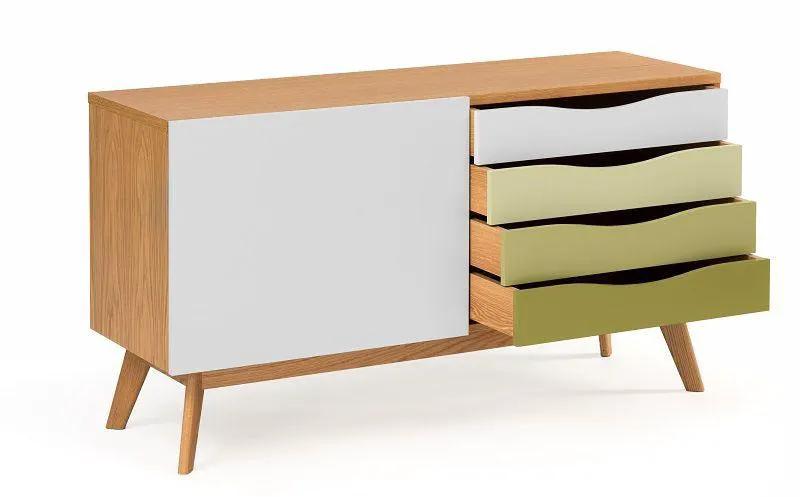 Woodman - Avon Skænk m/farvede skuffer - Olive