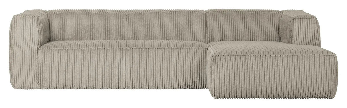 Woood Bean Sofa m. højrevendt Chaiselong, Natur fløjl - Unoliving.com