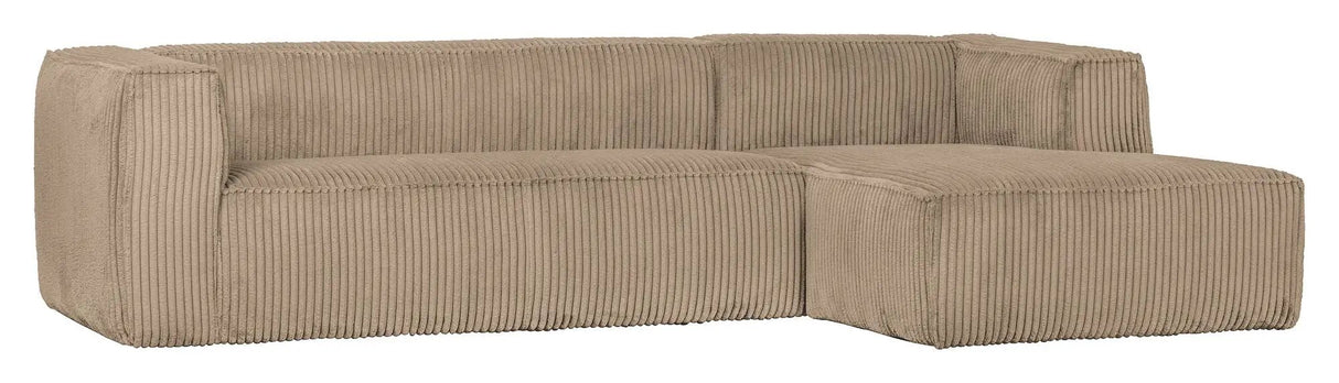 Woood Bean Sofa m. højrevendt Chaiselong, Travertin Fløjl - Unoliving.com