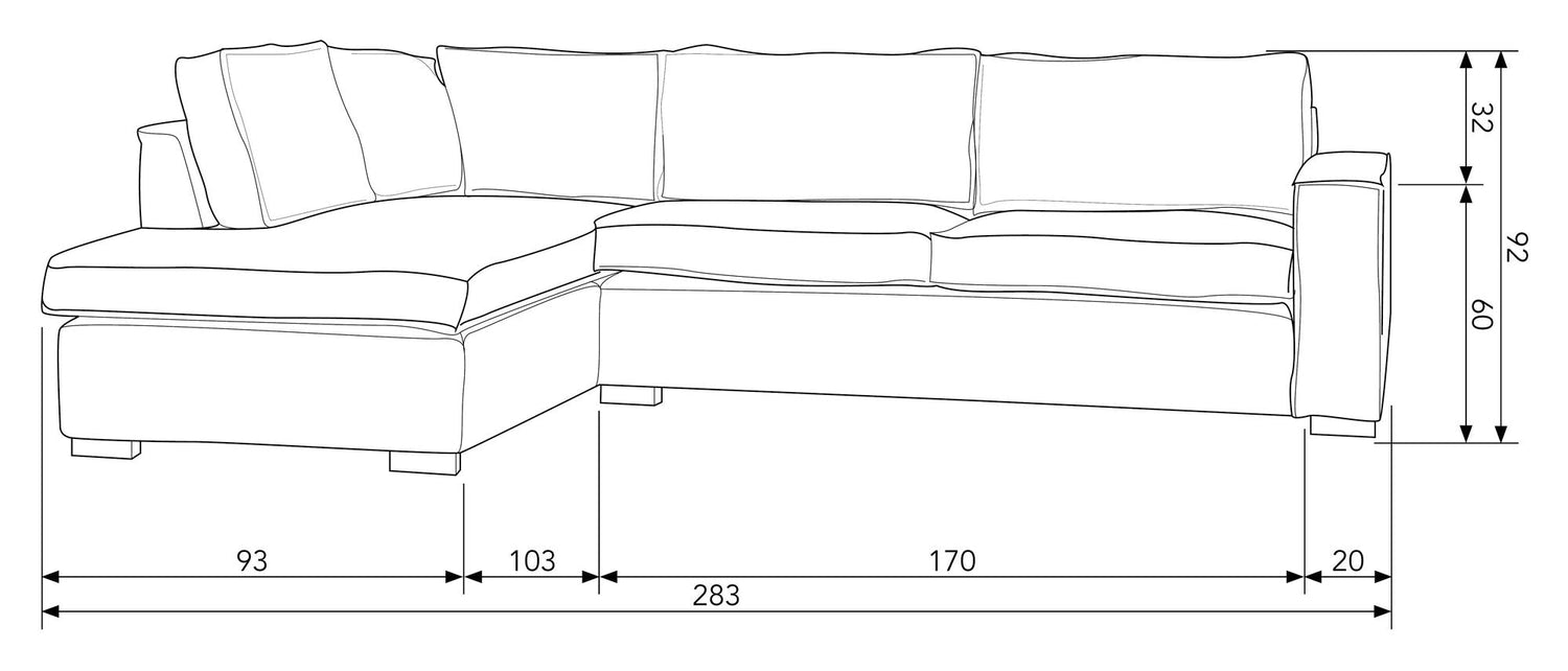 Woood Hajo Sofa m. venstrevendt chaiselong, Natur Bouclé - Unoliving.com