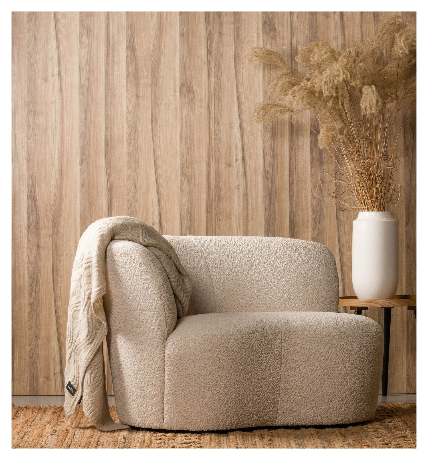 Woood Stone Loungesofa venstrevendt - Creme - Unoliving.com