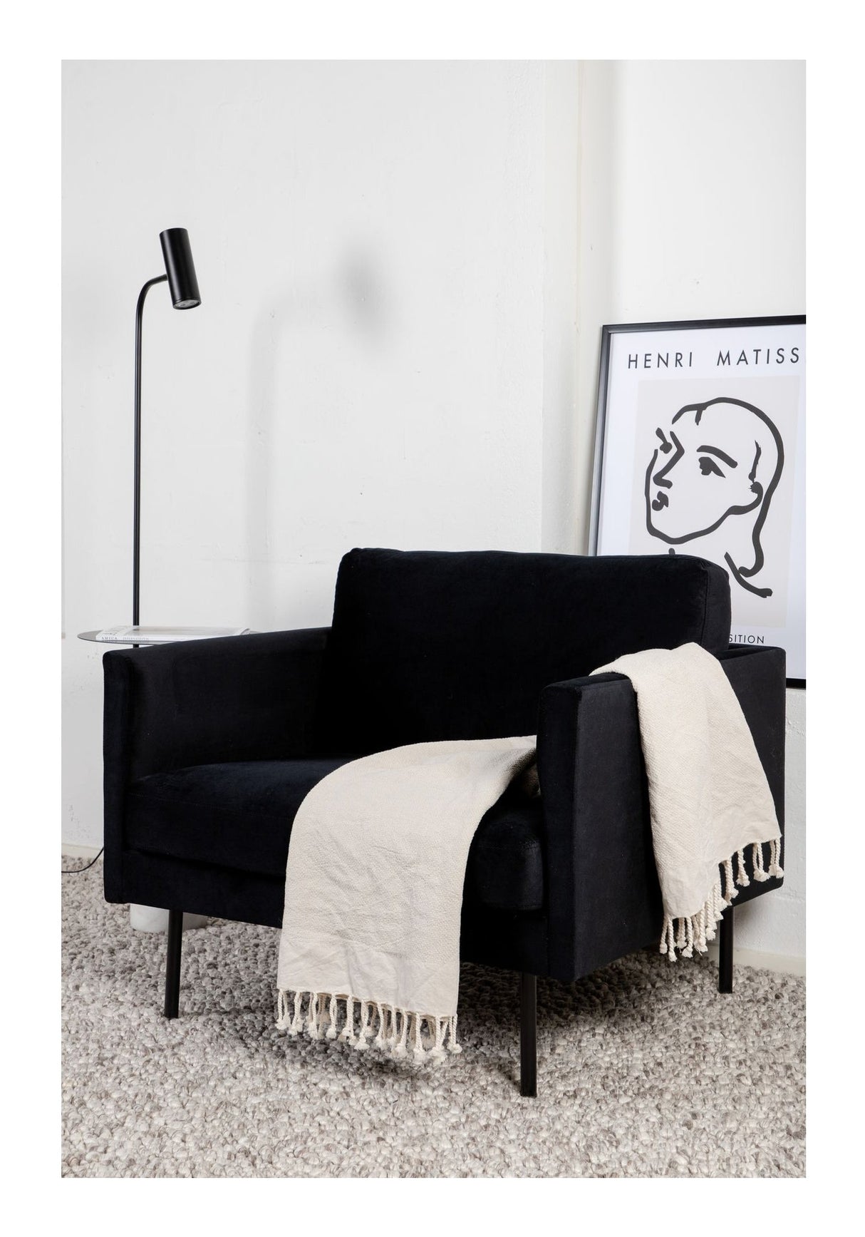 Zoom Lænestol, Velour, Sort