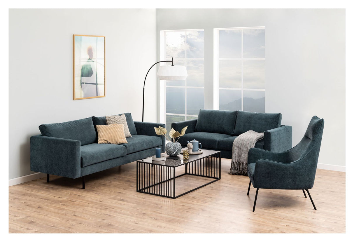 Strington Sofabord, Sort MDF/glas, 120x60 - Unoliving.com