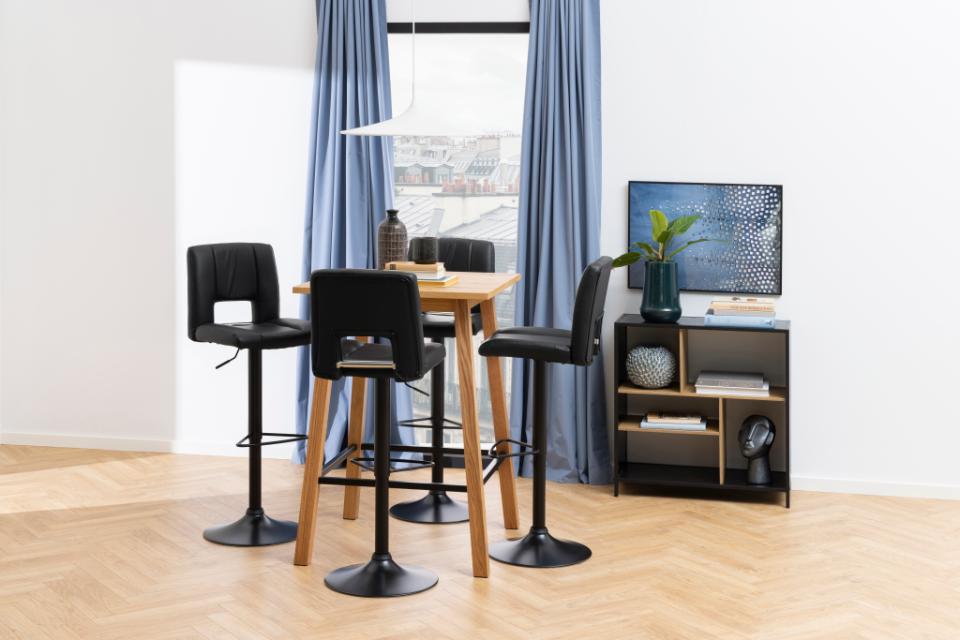 Sylvia Barstol i sort PU, Sort Trompetfod