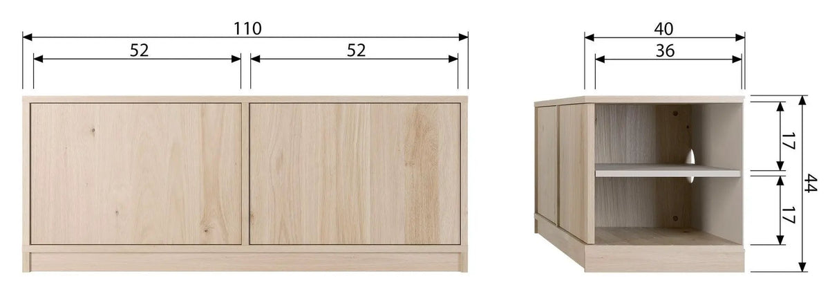 Ege skab på 110x40x44 cm
