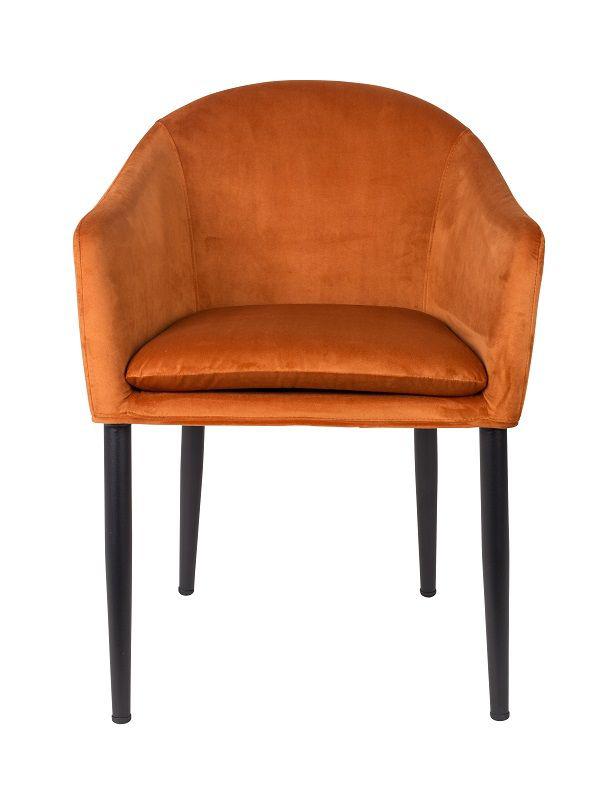 homii Catelyn Spisebordsstol m/armlæn, Orange velour - Unoliving.com