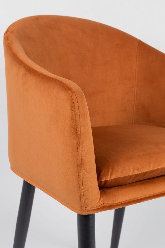 homii Catelyn Spisebordsstol m/armlæn, Orange velour - Unoliving.com