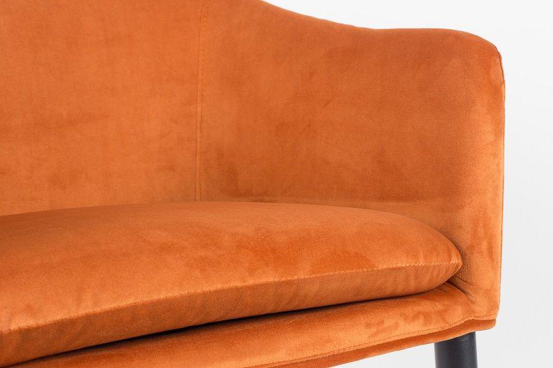 homii Catelyn Spisebordsstol m/armlæn, Orange velour - Unoliving.com