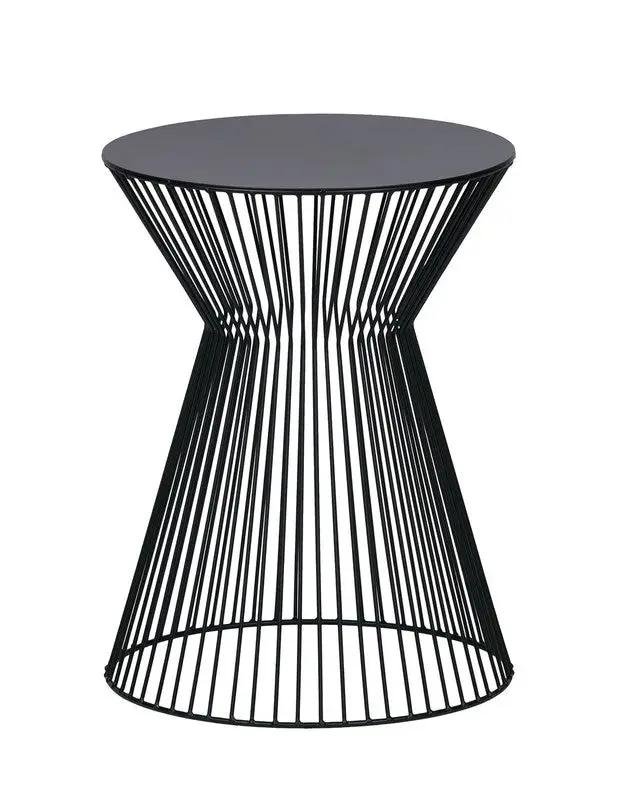 Sort rundt sidebord i metal på Ø35x46 cm