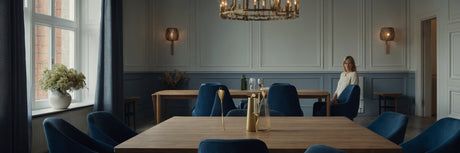 Farveleg med flotte spisebordsstole i blå - UNOLIVING