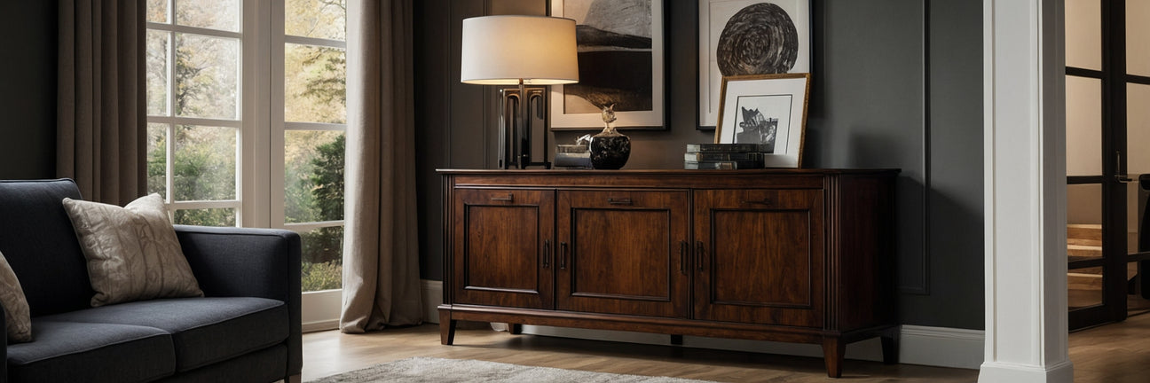 Klassisk elegance med en skænk i mørkt træ - UNOLIVING